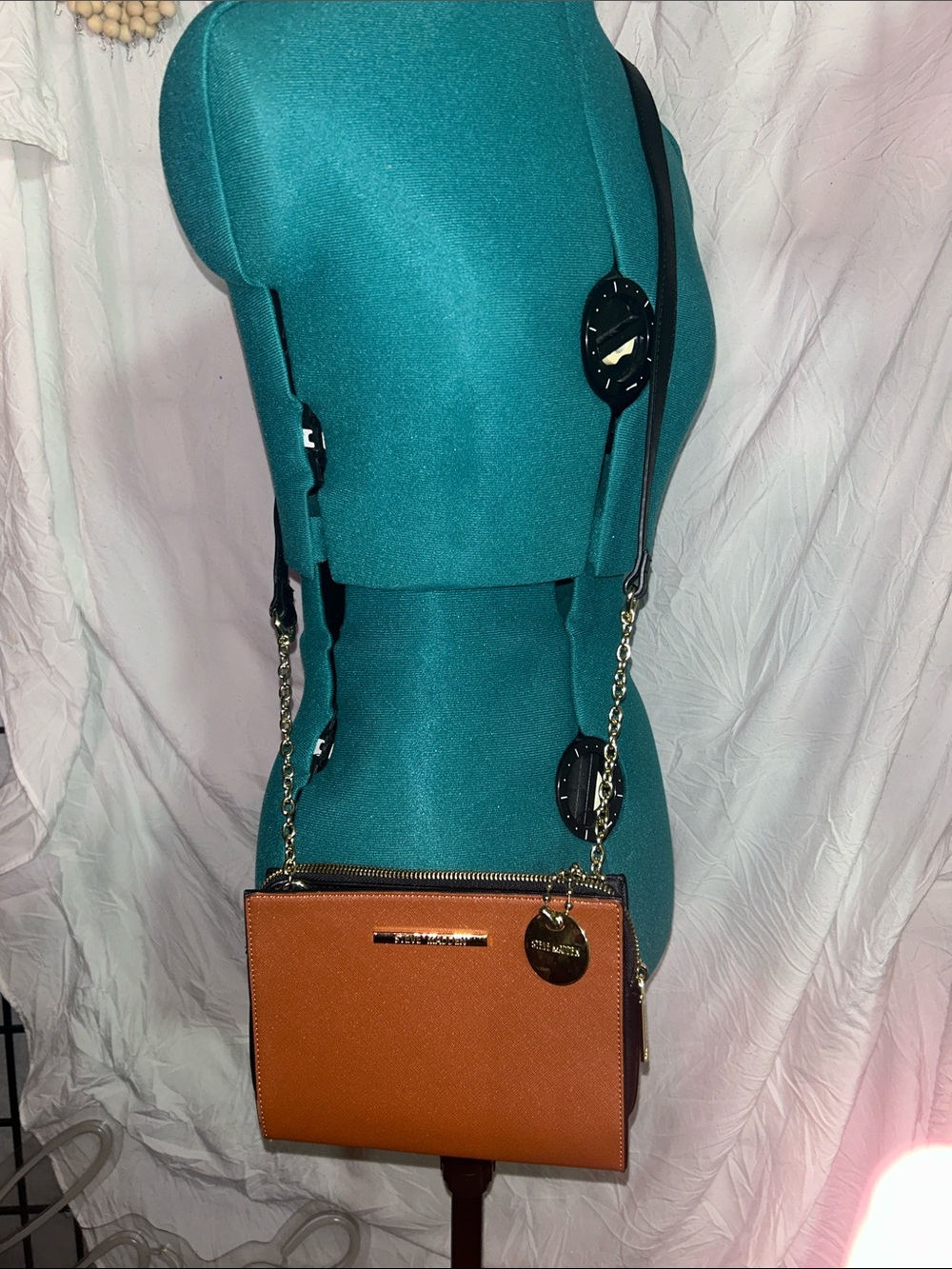 Steve Madden Brown Crossbody with Gold Chain Strap